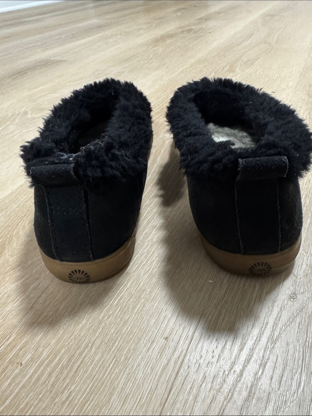 UGG Black Shearling-Trim Suede Slip-Ons - Picture 4 of 6